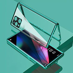 Handyhülle Hülle Luxus Aluminium Metall Rahmen Spiegel 360 Grad Ganzkörper Tasche für Oppo Find X3 5G Grün