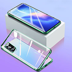 Handyhülle Hülle Luxus Aluminium Metall Rahmen Spiegel 360 Grad Ganzkörper Tasche für Oppo Find X3 Lite 5G Grün