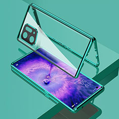 Handyhülle Hülle Luxus Aluminium Metall Rahmen Spiegel 360 Grad Ganzkörper Tasche für Oppo Find X5 5G Grün