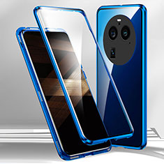 Handyhülle Hülle Luxus Aluminium Metall Rahmen Spiegel 360 Grad Ganzkörper Tasche für Oppo Find X6 5G Blau