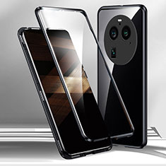 Handyhülle Hülle Luxus Aluminium Metall Rahmen Spiegel 360 Grad Ganzkörper Tasche für Oppo Find X6 5G Schwarz