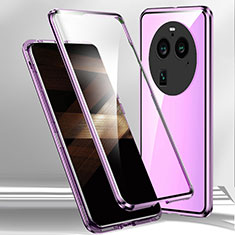 Handyhülle Hülle Luxus Aluminium Metall Rahmen Spiegel 360 Grad Ganzkörper Tasche für Oppo Find X6 5G Violett