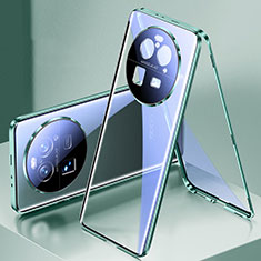 Handyhülle Hülle Luxus Aluminium Metall Rahmen Spiegel 360 Grad Ganzkörper Tasche für Oppo Find X6 Pro 5G Grün