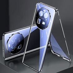 Handyhülle Hülle Luxus Aluminium Metall Rahmen Spiegel 360 Grad Ganzkörper Tasche für Oppo Find X6 Pro 5G Schwarz