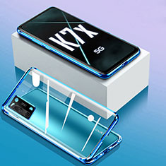 Handyhülle Hülle Luxus Aluminium Metall Rahmen Spiegel 360 Grad Ganzkörper Tasche für Oppo K7x 5G Blau