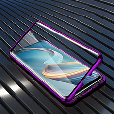 Handyhülle Hülle Luxus Aluminium Metall Rahmen Spiegel 360 Grad Ganzkörper Tasche für Oppo Reno4 Z 5G Violett