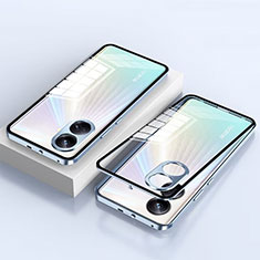 Handyhülle Hülle Luxus Aluminium Metall Rahmen Spiegel 360 Grad Ganzkörper Tasche für Realme 10 Pro+ Plus 5G Blau