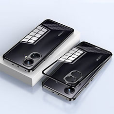 Handyhülle Hülle Luxus Aluminium Metall Rahmen Spiegel 360 Grad Ganzkörper Tasche für Realme 10 Pro+ Plus 5G Schwarz