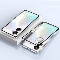 Handyhülle Hülle Luxus Aluminium Metall Rahmen Spiegel 360 Grad Ganzkörper Tasche für Realme 10 Pro+ Plus 5G Silber