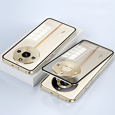 Handyhülle Hülle Luxus Aluminium Metall Rahmen Spiegel 360 Grad Ganzkörper Tasche für Realme 11 Pro 5G Gold