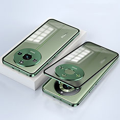 Handyhülle Hülle Luxus Aluminium Metall Rahmen Spiegel 360 Grad Ganzkörper Tasche für Realme 11 Pro 5G Grün