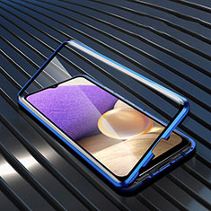 Handyhülle Hülle Luxus Aluminium Metall Rahmen Spiegel 360 Grad Ganzkörper Tasche für Realme 9 5G Blau