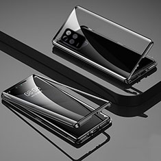 Handyhülle Hülle Luxus Aluminium Metall Rahmen Spiegel 360 Grad Ganzkörper Tasche für Realme 9 5G India Schwarz