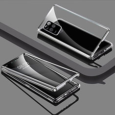 Handyhülle Hülle Luxus Aluminium Metall Rahmen Spiegel 360 Grad Ganzkörper Tasche für Realme 9 5G India Silber