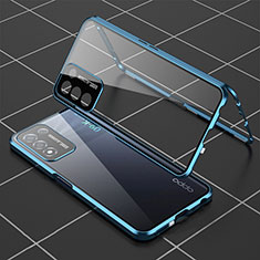 Handyhülle Hülle Luxus Aluminium Metall Rahmen Spiegel 360 Grad Ganzkörper Tasche für Realme 9 SE 5G Blau