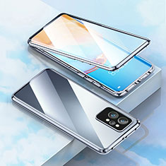 Handyhülle Hülle Luxus Aluminium Metall Rahmen Spiegel 360 Grad Ganzkörper Tasche für Realme GT Neo 3T 5G Silber