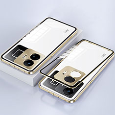Handyhülle Hülle Luxus Aluminium Metall Rahmen Spiegel 360 Grad Ganzkörper Tasche für Realme GT5 5G Gold