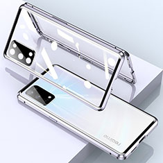 Handyhülle Hülle Luxus Aluminium Metall Rahmen Spiegel 360 Grad Ganzkörper Tasche für Realme Q2 Pro 5G Silber