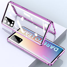 Handyhülle Hülle Luxus Aluminium Metall Rahmen Spiegel 360 Grad Ganzkörper Tasche für Realme X7 5G Violett