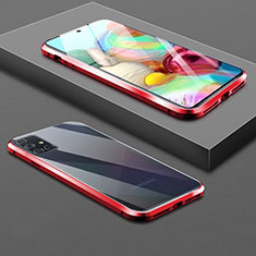 Handyhülle Hülle Luxus Aluminium Metall Rahmen Spiegel 360 Grad Ganzkörper Tasche für Samsung Galaxy A51 5G Rot