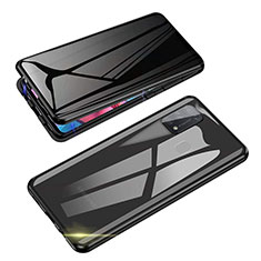 Handyhülle Hülle Luxus Aluminium Metall Rahmen Spiegel 360 Grad Ganzkörper Tasche für Samsung Galaxy M21s Schwarz