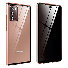Handyhülle Hülle Luxus Aluminium Metall Rahmen Spiegel 360 Grad Ganzkörper Tasche für Samsung Galaxy Note 20 5G Bronze
