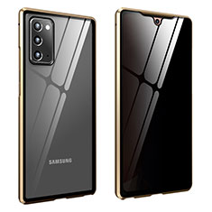 Handyhülle Hülle Luxus Aluminium Metall Rahmen Spiegel 360 Grad Ganzkörper Tasche für Samsung Galaxy Note 20 5G Gold