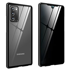 Handyhülle Hülle Luxus Aluminium Metall Rahmen Spiegel 360 Grad Ganzkörper Tasche für Samsung Galaxy Note 20 5G Schwarz