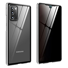 Handyhülle Hülle Luxus Aluminium Metall Rahmen Spiegel 360 Grad Ganzkörper Tasche für Samsung Galaxy Note 20 5G Silber