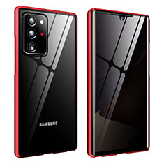 Handyhülle Hülle Luxus Aluminium Metall Rahmen Spiegel 360 Grad Ganzkörper Tasche für Samsung Galaxy Note 20 Ultra 5G Rot