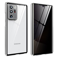 Handyhülle Hülle Luxus Aluminium Metall Rahmen Spiegel 360 Grad Ganzkörper Tasche für Samsung Galaxy Note 20 Ultra 5G Silber