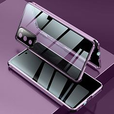 Handyhülle Hülle Luxus Aluminium Metall Rahmen Spiegel 360 Grad Ganzkörper Tasche für Samsung Galaxy S20 FE (2022) 5G Violett