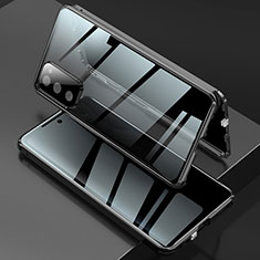 Handyhülle Hülle Luxus Aluminium Metall Rahmen Spiegel 360 Grad Ganzkörper Tasche für Samsung Galaxy S20 FE 4G Schwarz