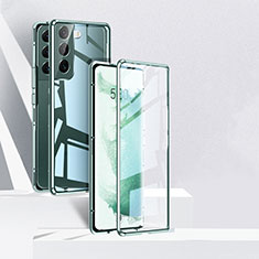 Handyhülle Hülle Luxus Aluminium Metall Rahmen Spiegel 360 Grad Ganzkörper Tasche für Samsung Galaxy S21 5G Grün