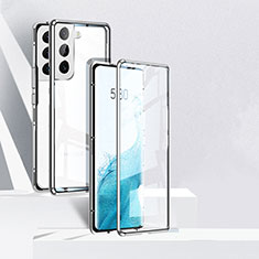 Handyhülle Hülle Luxus Aluminium Metall Rahmen Spiegel 360 Grad Ganzkörper Tasche für Samsung Galaxy S21 5G Silber