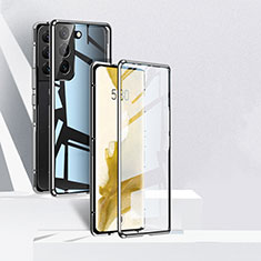 Handyhülle Hülle Luxus Aluminium Metall Rahmen Spiegel 360 Grad Ganzkörper Tasche für Samsung Galaxy S22 Plus 5G Schwarz