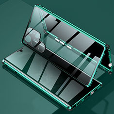 Handyhülle Hülle Luxus Aluminium Metall Rahmen Spiegel 360 Grad Ganzkörper Tasche für Samsung Galaxy S23 Ultra 5G Grün