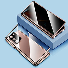 Handyhülle Hülle Luxus Aluminium Metall Rahmen Spiegel 360 Grad Ganzkörper Tasche für Samsung Galaxy Z Fold2 5G Gold