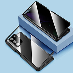 Handyhülle Hülle Luxus Aluminium Metall Rahmen Spiegel 360 Grad Ganzkörper Tasche für Samsung Galaxy Z Fold2 5G Schwarz