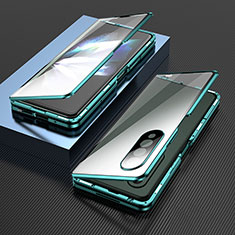 Handyhülle Hülle Luxus Aluminium Metall Rahmen Spiegel 360 Grad Ganzkörper Tasche für Samsung Galaxy Z Fold3 5G Grün