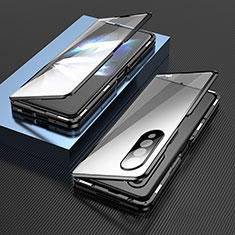 Handyhülle Hülle Luxus Aluminium Metall Rahmen Spiegel 360 Grad Ganzkörper Tasche für Samsung Galaxy Z Fold3 5G Schwarz