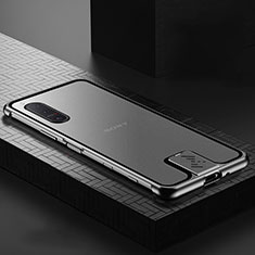 Handyhülle Hülle Luxus Aluminium Metall Rahmen Spiegel 360 Grad Ganzkörper Tasche für Sony Xperia 5 II Schwarz
