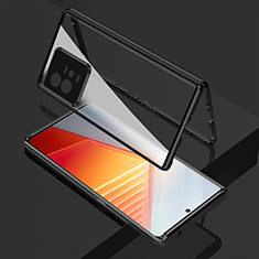 Handyhülle Hülle Luxus Aluminium Metall Rahmen Spiegel 360 Grad Ganzkörper Tasche für Vivo iQOO 11 Pro 5G Schwarz