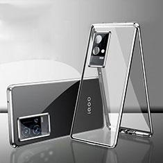 Handyhülle Hülle Luxus Aluminium Metall Rahmen Spiegel 360 Grad Ganzkörper Tasche für Vivo iQOO 8 5G Silber