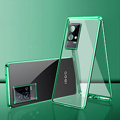 Handyhülle Hülle Luxus Aluminium Metall Rahmen Spiegel 360 Grad Ganzkörper Tasche für Vivo iQOO 8 Pro 5G Grün