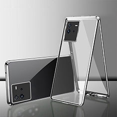 Handyhülle Hülle Luxus Aluminium Metall Rahmen Spiegel 360 Grad Ganzkörper Tasche für Vivo iQOO Neo6 5G Silber