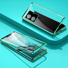 Handyhülle Hülle Luxus Aluminium Metall Rahmen Spiegel 360 Grad Ganzkörper Tasche für Vivo iQOO Z6 Pro 5G Grün