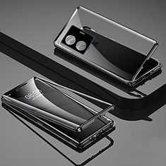 Handyhülle Hülle Luxus Aluminium Metall Rahmen Spiegel 360 Grad Ganzkörper Tasche für Vivo iQOO Z6 Pro 5G Schwarz
