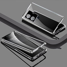 Handyhülle Hülle Luxus Aluminium Metall Rahmen Spiegel 360 Grad Ganzkörper Tasche für Vivo iQOO Z6 Pro 5G Silber