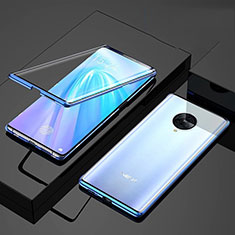 Handyhülle Hülle Luxus Aluminium Metall Rahmen Spiegel 360 Grad Ganzkörper Tasche für Vivo Nex 3 Hellblau